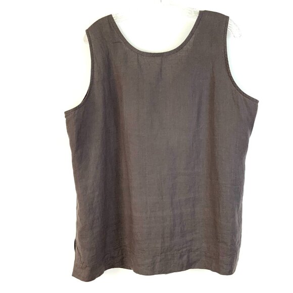 EILEEN FISHER Irish Linen Tunic Beaded Sleeveless Tank Top Purple-Brown Sz 1X - Picture 5 of 16